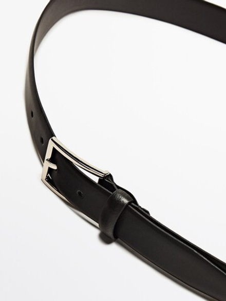 Massimo Dutti Ремень из мягкой кожи наппа, черный