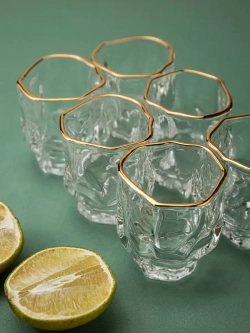 Набор изогнутых шотов, 60 мл, 6 шт. с золотой каймой