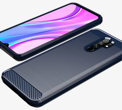 Чехол темно синего цвета на телефон Xiaomi Redmi 9, серии Carbon от Caseport