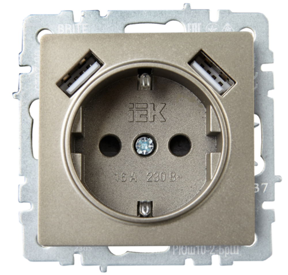 Розетка с заземлением  IEK BR-R14-16-U21-D31-K37