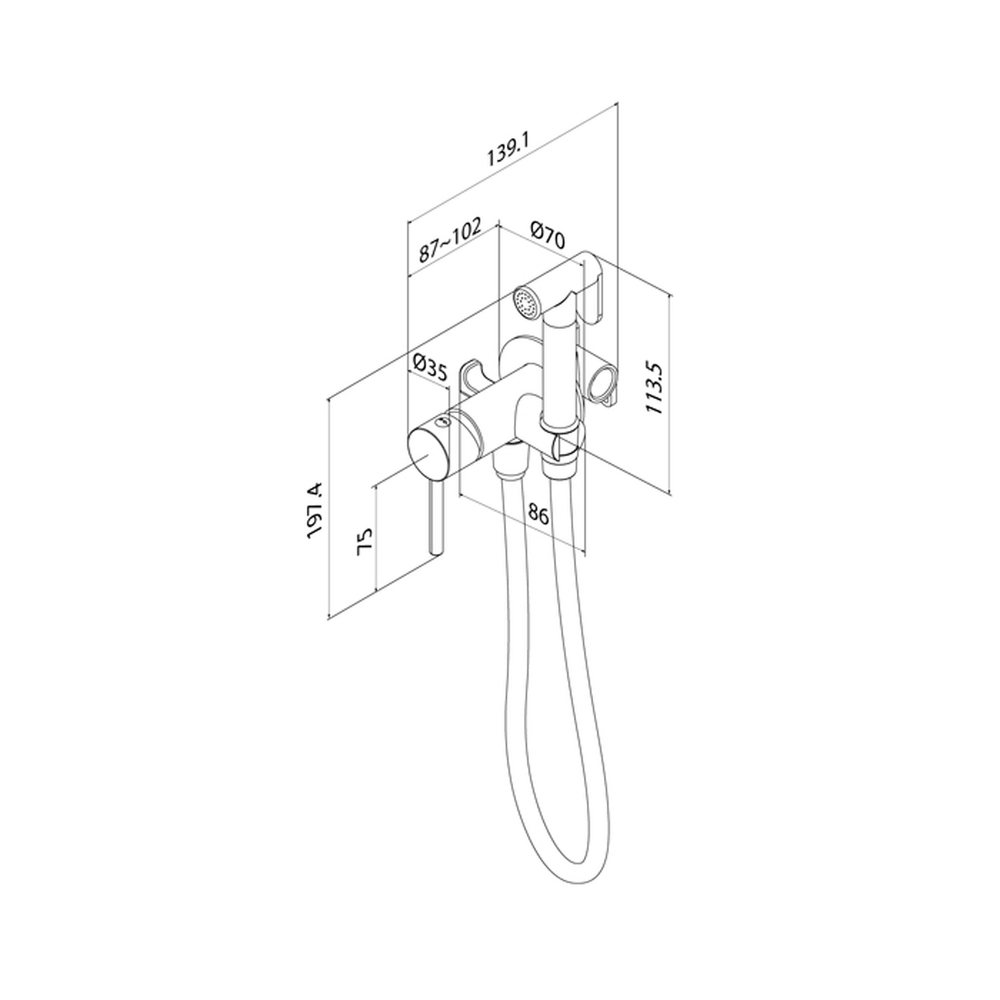 Смеситель с гигиенической лейкой  25к IDDIS 005BCR0i08 встраиваемый ХРОМ матовый