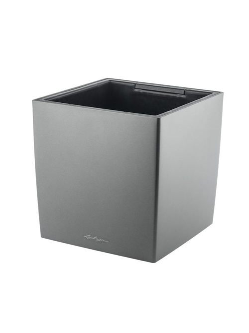 Кашпо Lechuza "Cube Premium Complete charcoal metallic" (пластик), 30х30хH30 см
