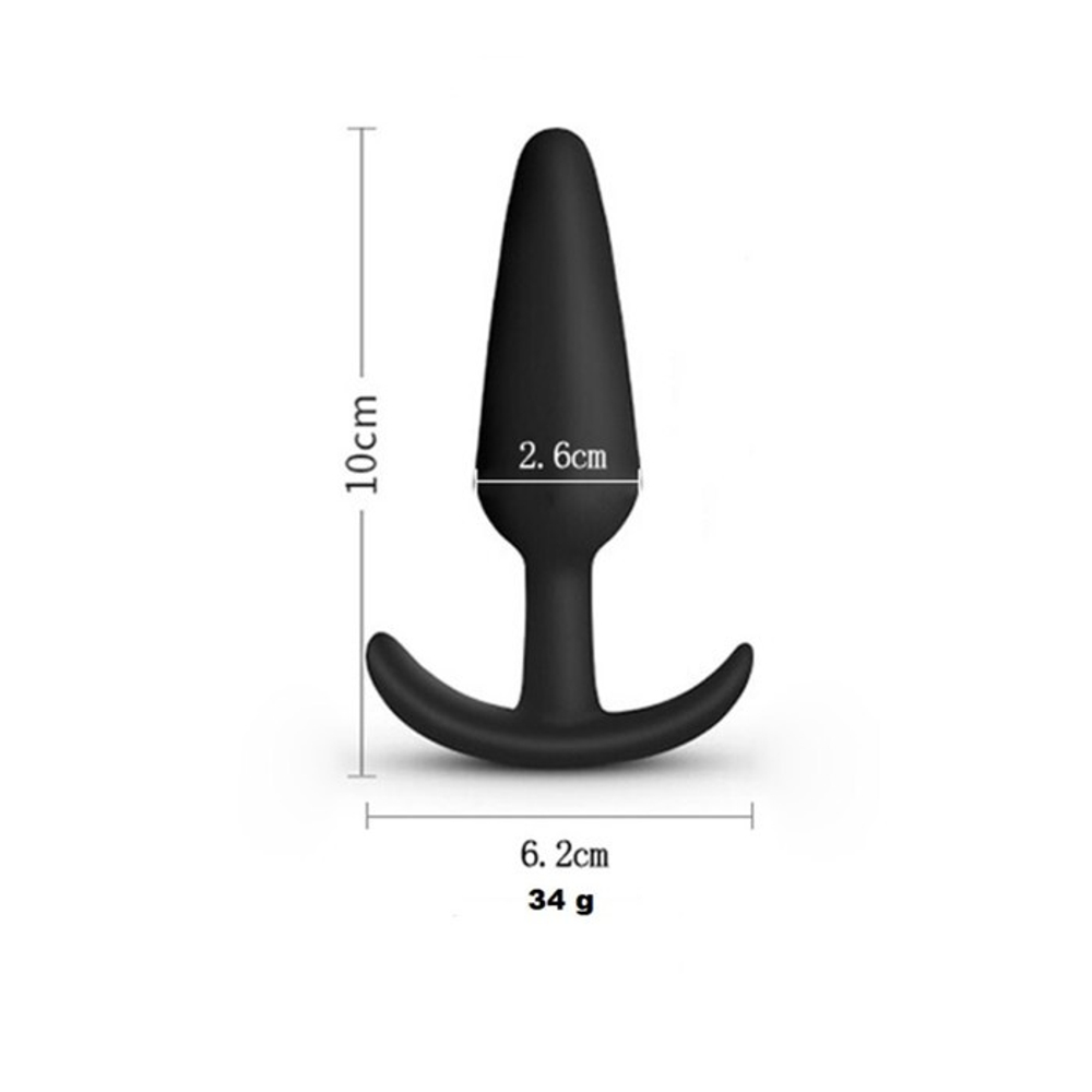 Черная силиконовая анальная пробка Soft-touch - 10 см. (Цвет: черный)