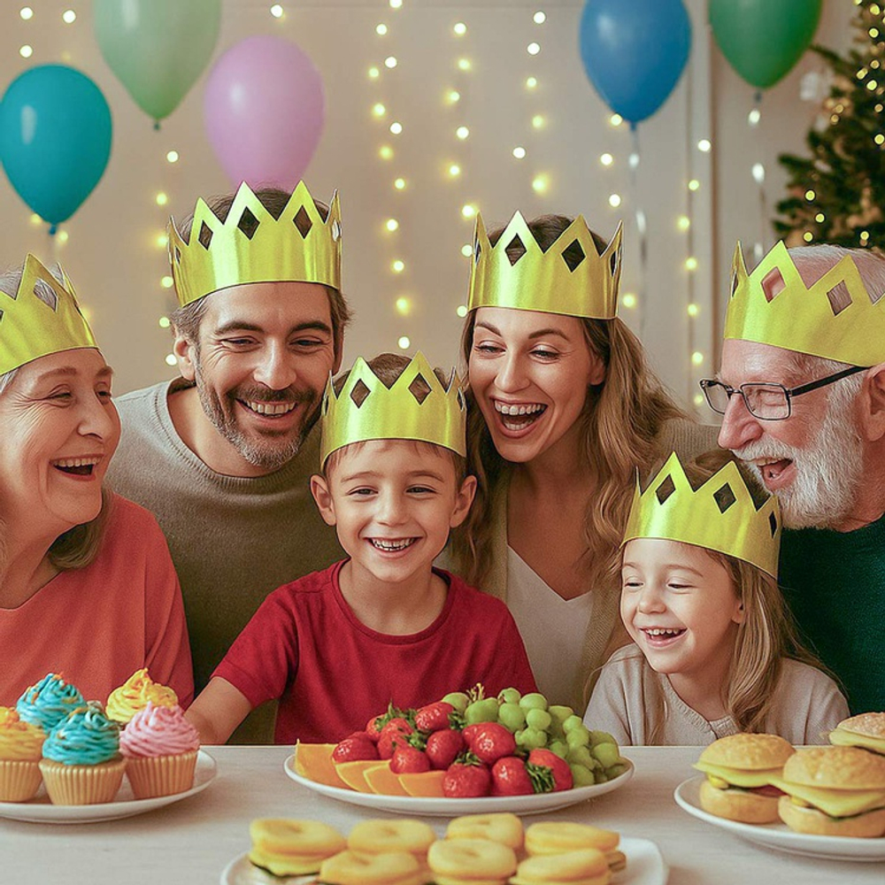 Корона фольг малая золотая 6шт