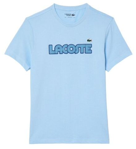 Мужская теннисная футболка Lacoste Ultra Dry Jersey Sports T-Shirt With Logo - небесный