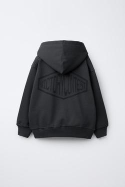 ZARA КОМПЛЕКТ ИЗ ТОЛСТОВКИ И БРЮК-ДЖОГГЕРОВ С НАШИВКОЙ, АНТРАЦИТОВО-СЕРЫЙ