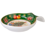 Подставка для ложки, фарфор, кругл, 15х11.5х2.5 см, зел, Lefard, Елка, 85-1759