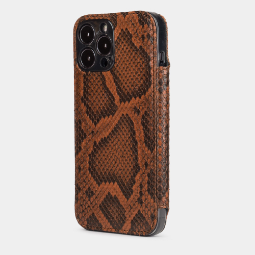 Чехол Benoit для iPhone 13 Pro из кожи питона, цвета коньяк