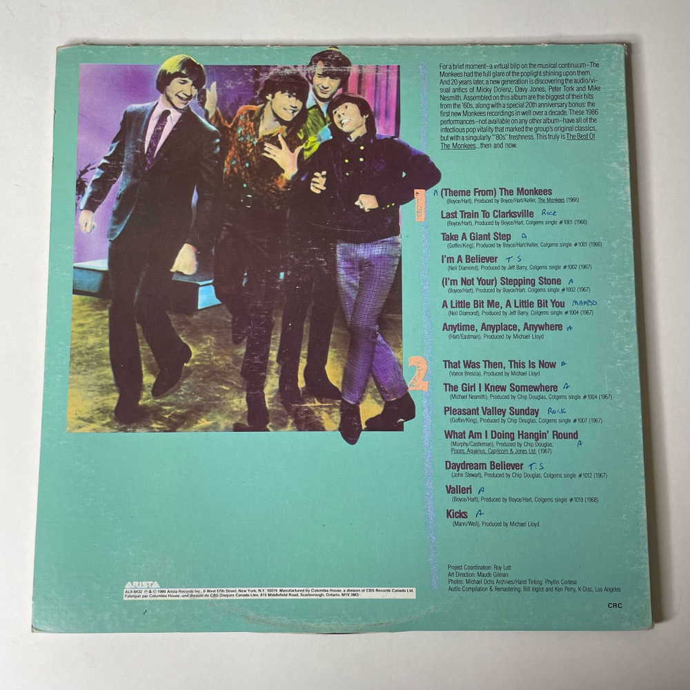 Винтажная виниловая пластинка LP Then and Now The Best Of The Monkees (Canada 1986)