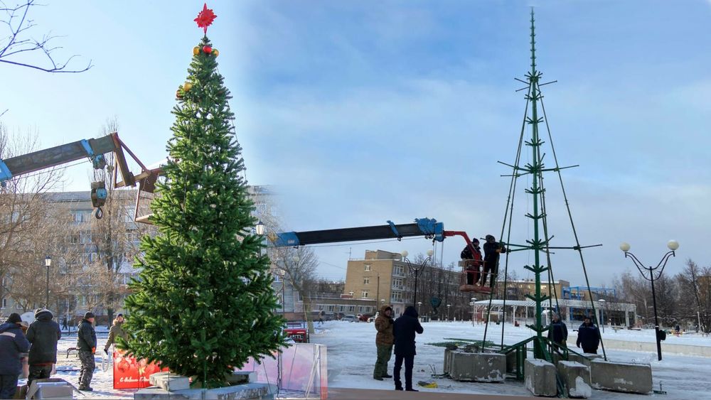высокая уличная ствольная елка "альпийская"