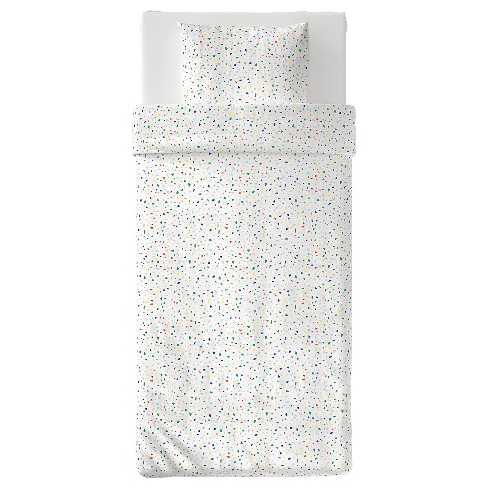 IKEA MÖJLIGHET  (ИКЕА МÖЙЛИГХЕТ)  -  Пододеяльник и наволочка, белый/мозаичный рисунок, 150x200/50x60 см
