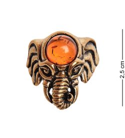 AM-2682 Кольцо «Слон Ганеша» (латунь, янтарь)