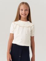 Джемпер в школу для девочки AT977 молочный-золото