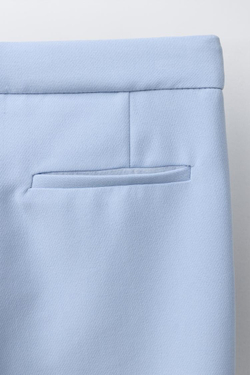 ZARA БРЮКИ С КОНТРАСТНОЙ ПУГОВИЦЕЙ, ГОЛУБОЙ