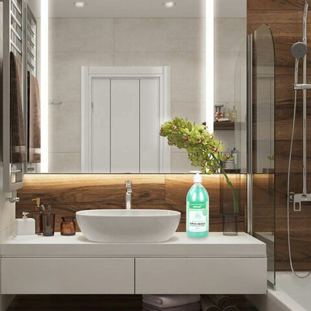 Мыло-крем жидкое с антибактериальным эффектом 1 л ЗОЛОТОЙ ИДЕАЛ "Холодная мята", дозатор, 608285