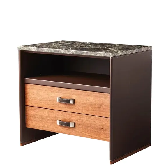 Прикроватная тумбочка Adriana, мрамор, дерево