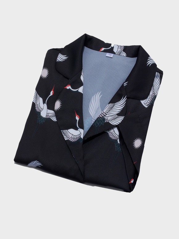 Шелковая блуза с журавлями