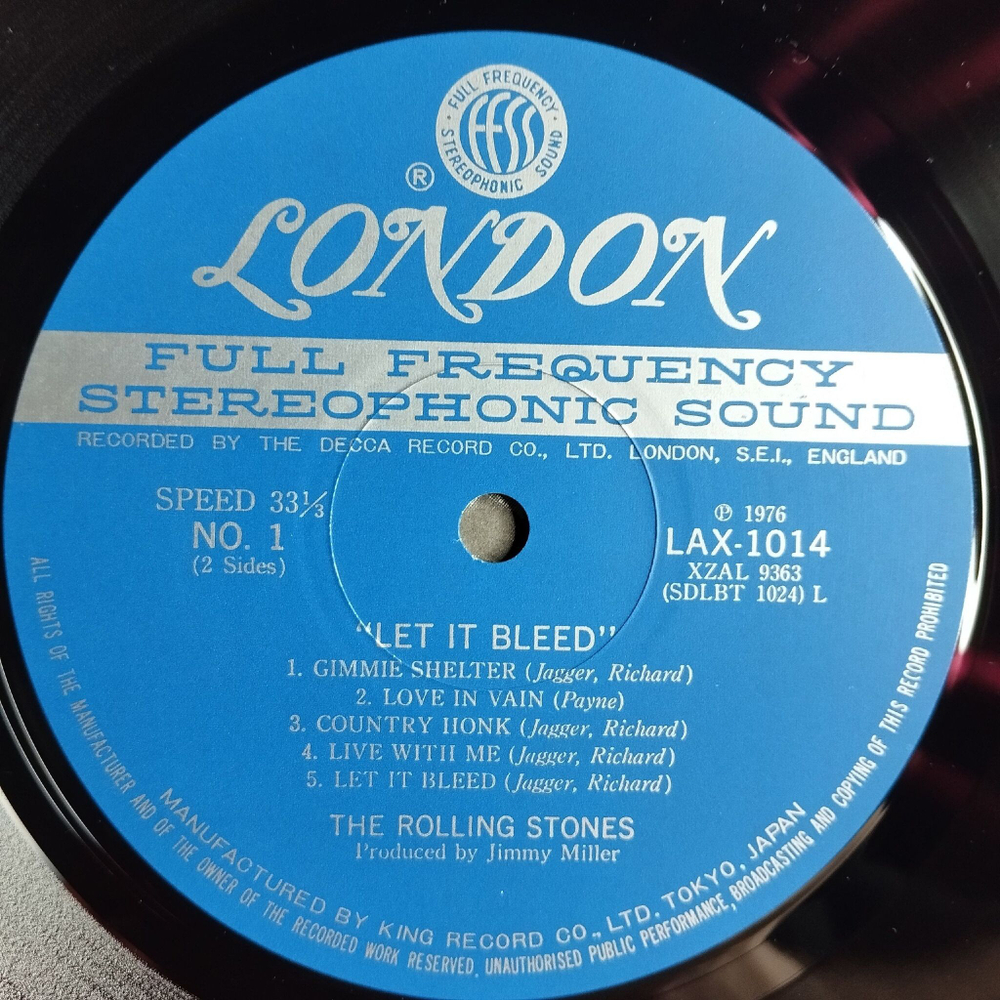 Винтажная виниловая пластинка LP Rolling Stones Let It Bleed (Japan 1976) (No Obi) Gimmie Shelter