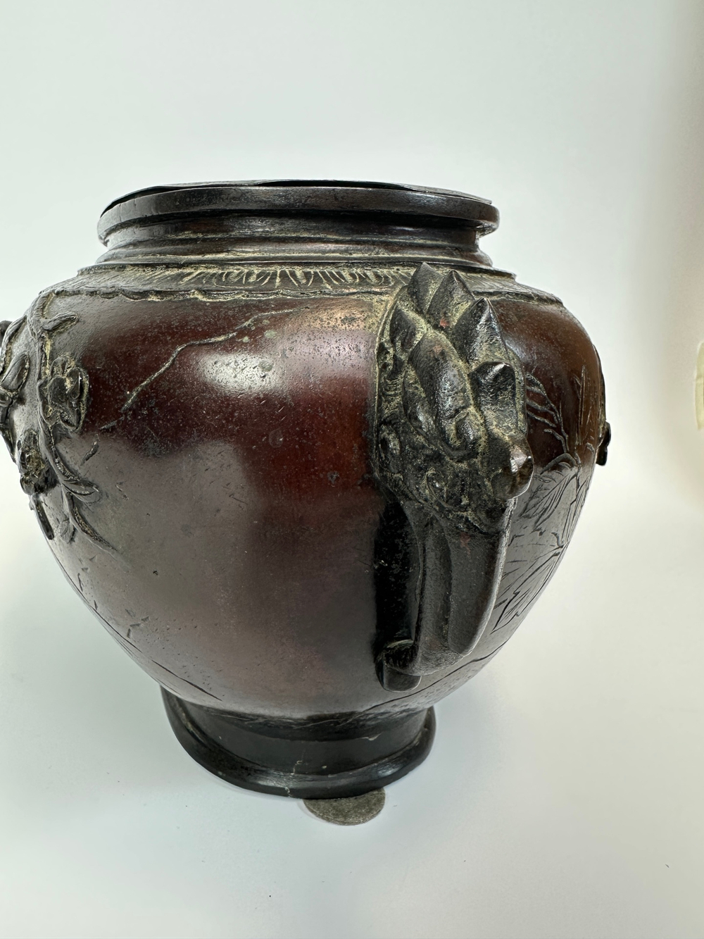 Японская бронзовая ваза с птицами