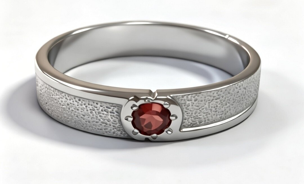 Ювелирное кольцо из серебра 925 пробы,вставка гранат натуральный,размер 17.5
