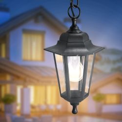 Садово-парковый светильник ЭРА НСУ 06-60-001 черный 6 гранный подвесной IP44 Е27 max60Вт | Садово-парковые светильники