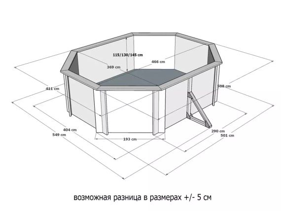 Морозоустойчивый сборный бассейн 465 х 370 см &quot;Киренга&quot; овальный