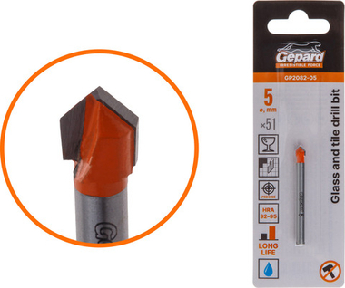 Сверло по кафелю/стеклу  5x51 мм ц/х GEPARD (GP2082-05)