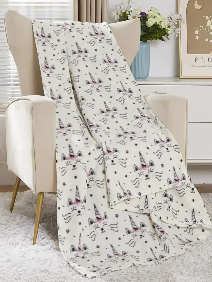 Плед флисовый Павлинка Кот-единорог 150*200 см