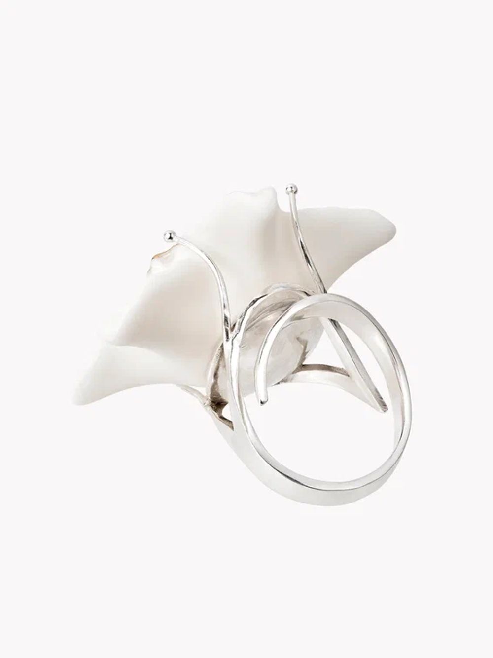 Кольцо Нарцисс XL, белый фарфор