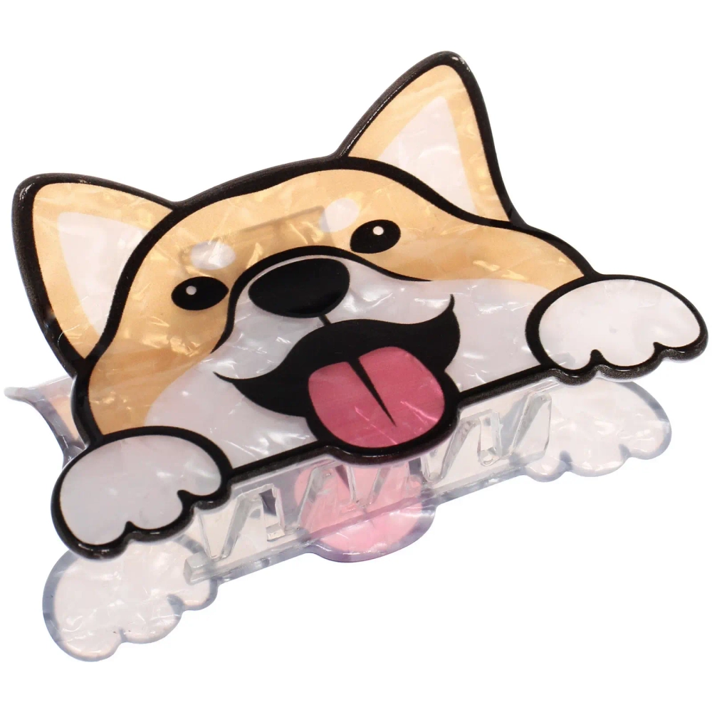 Заколка-краб для волос «#ХВОСТИКИ-КОСИЧКИ», корги Лучик, цвет рыжий, 9*5,5см