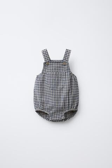 ZARA КОМБИНЕЗОН В КЛЕТКУ ВИШИ, МОРСКОЙ СИНИЙ