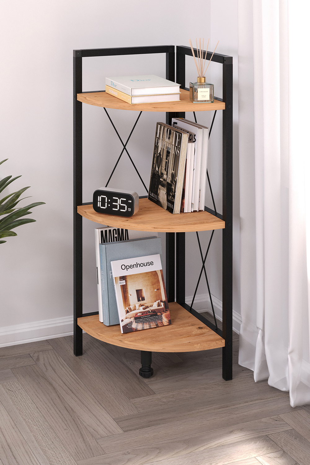 Угловой стеллаж 90х35 - сосна