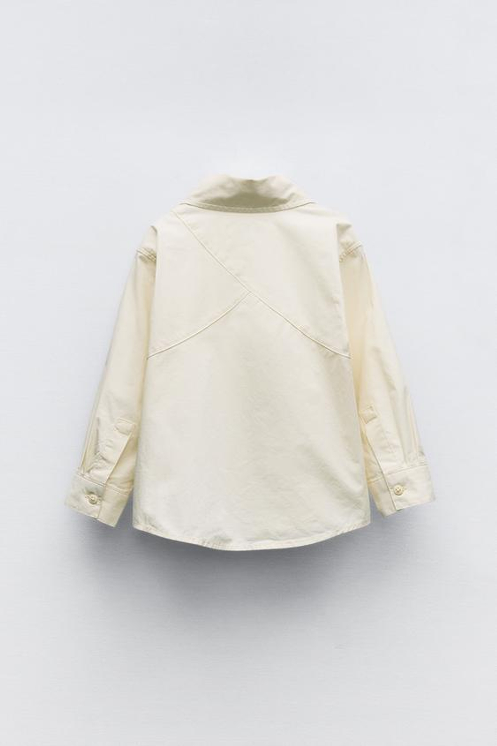 ZARA РУБАШКА С КАРМАНОМ, ЭКРЮ