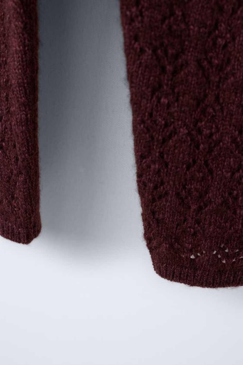 ZARA ТРИКОТАЖНЫЙ КОМБИНЕЗОН С АЖУРНЫМ УЗОРОМ И КАШЕМИРОМ ,БАКЛАЖАННЫЙ