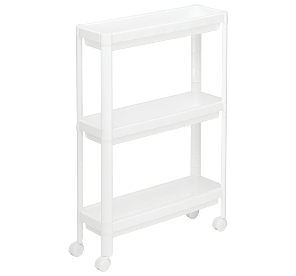 Этажерка узкая на колесах (3 секции) 530x170x140 полки с бортиками М2704