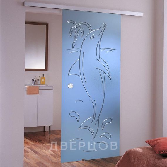 Фото стеклянной раздвижной двери Дельфин в интерьере
