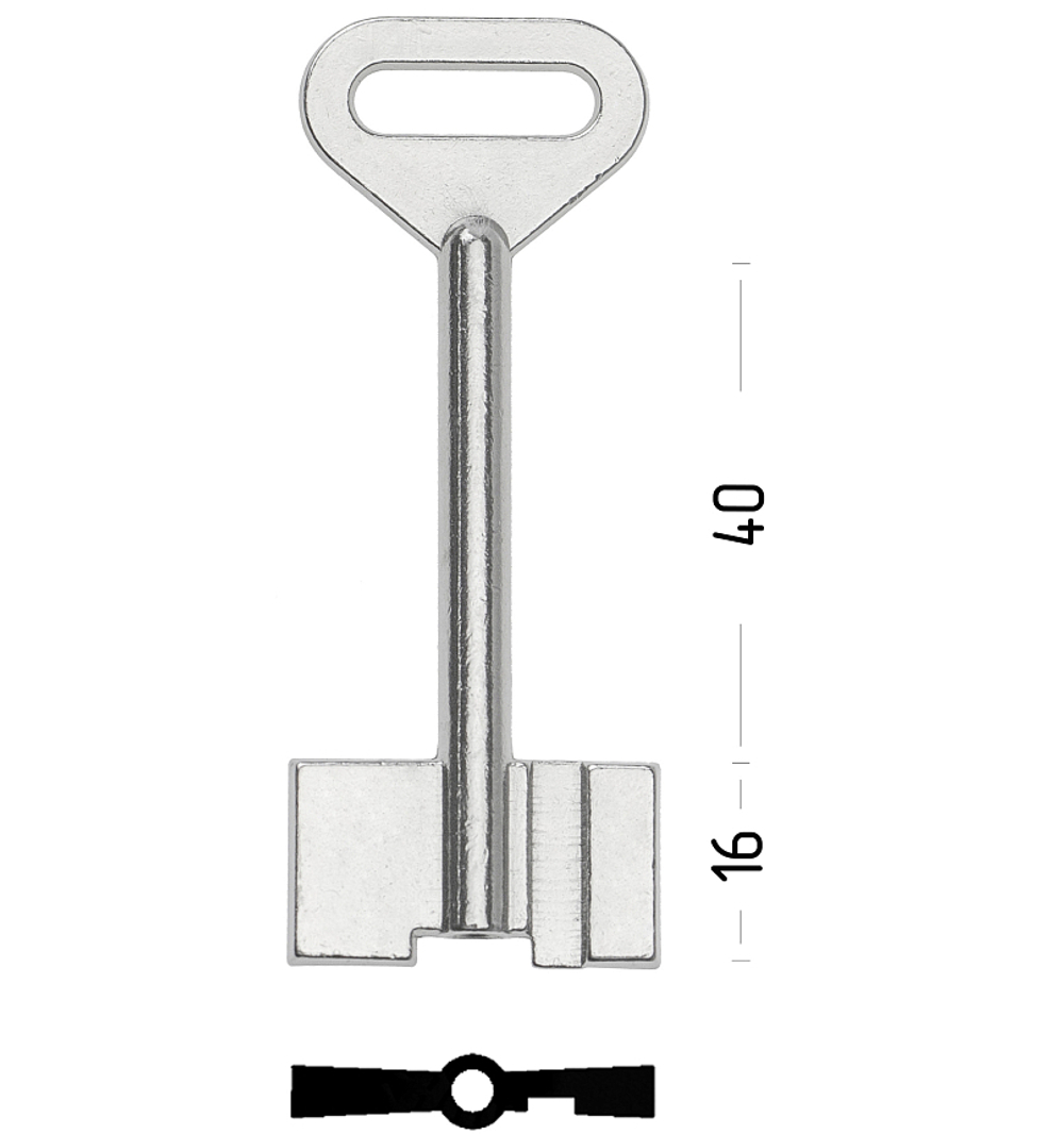 Заготовка сувальдного ключа 10597 TNG1D 205- ТИНГА литье (сейф 6,0*3,6мм)(76*29,3*16,3мм) желтый (TNG1D)