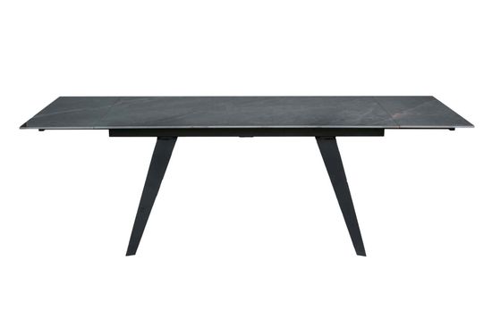 Стол "РЕЙН" 160-240, керамика Bonix Grey глянцевый, опоры черный муар