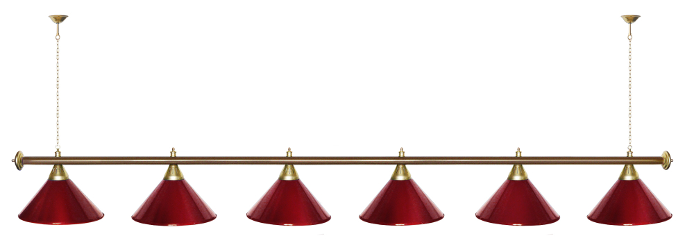 Лампа STARTBILLIARDS 6 пл. (плафоны зеленые,штанга золотая,фурнитура золото)