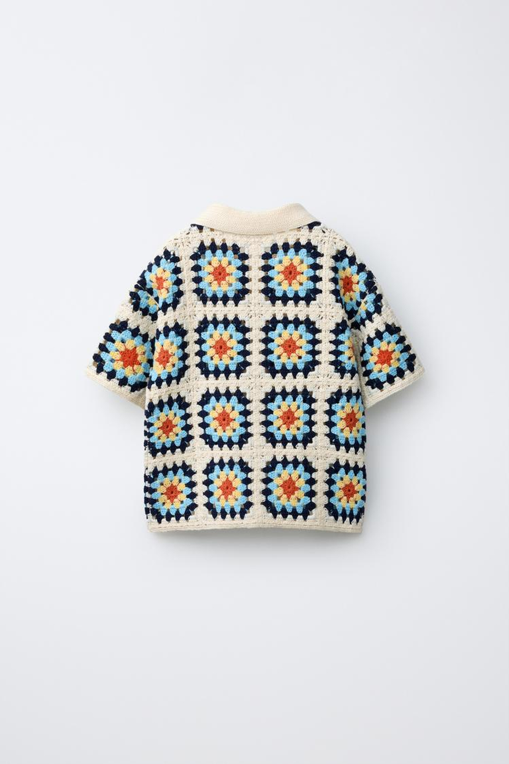 ZARA РУБАШКА ИЗ КРУЖЕВА КРОШЕ, ПАСТЕЛЬНО-ЖЕЛТЫЙ