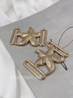 Пряжка-брошь морская звезда для купальника золотистая металлическая
