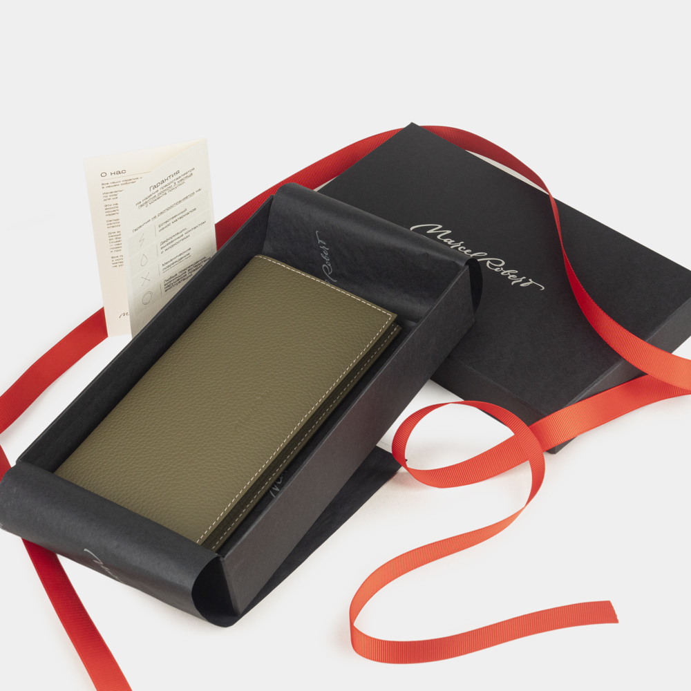 Кошелек кожаный женский, теленок красного цвета