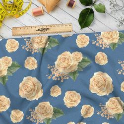 Ткань оксфорд 210 розы кремового оттенка