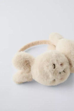 ZARA НАУШНИКИ «ЗАЙЦЫ» ИЗ ИСКУССТВЕННОГО МЕХА, ЭКРЮ