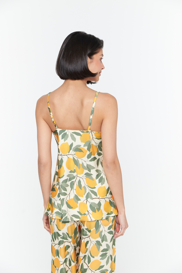 Шелковый топ с лимонами