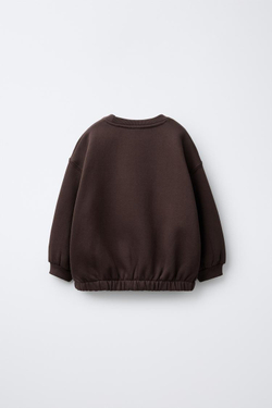 ZARA ТОЛСТОВКА С КОНТРАСТНОЙ ВЫШИВКОЙ, ШОКОЛАДНЫЙ