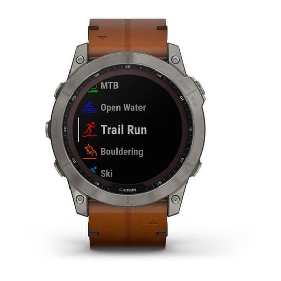 Часы Garmin Fenix 7X Sapphire Solar, титан с кожанным ремешком 010-02541-19