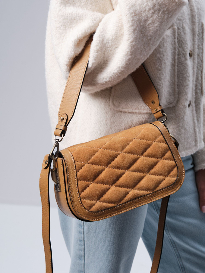 Сумка замшевая на плечо глина