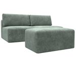 Диван прямой модульный с пуфом Лига-060 НПБ, BRUT 08 зеленый, Велюр, 129671