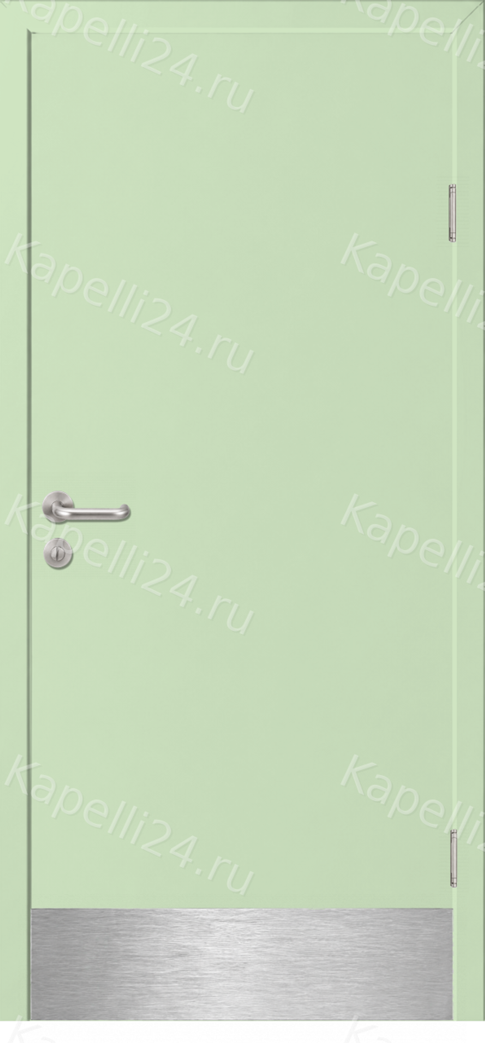 Влагостойкая Дверь Капель однопольная Ментоловый RAL 6019 Отбойная пластина из нержавеющей стали